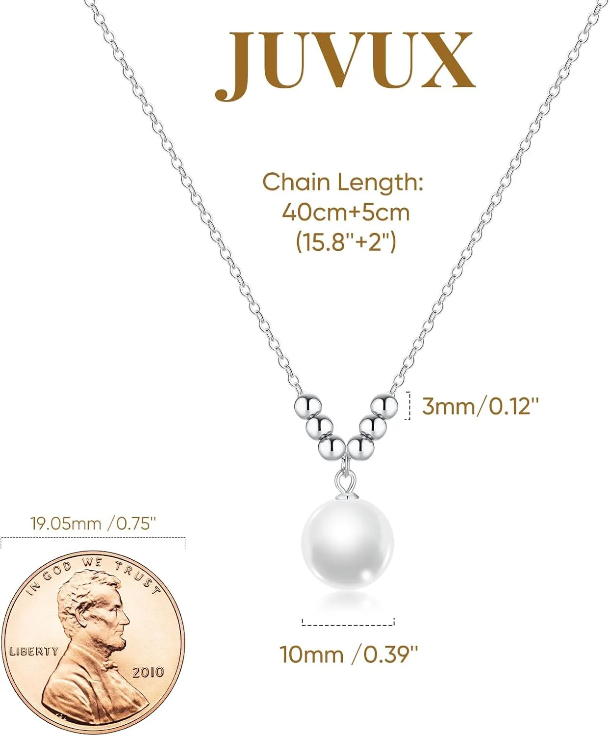 Pearl Necklace for Women 925 Sterling Silver Single Pearl Jewelry with Shell Pearl Pendant - Dainty Choker Necklace Suitable for Anniversary, Wedding, Birthday Gifts