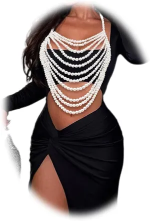 Pearl Top for Women Pearl Bra Top Sexy Pearl Body Jewelry Bikini Pearl Bralette BraTop for Festival Party Top Rave Outit Body Chain (Color 2)