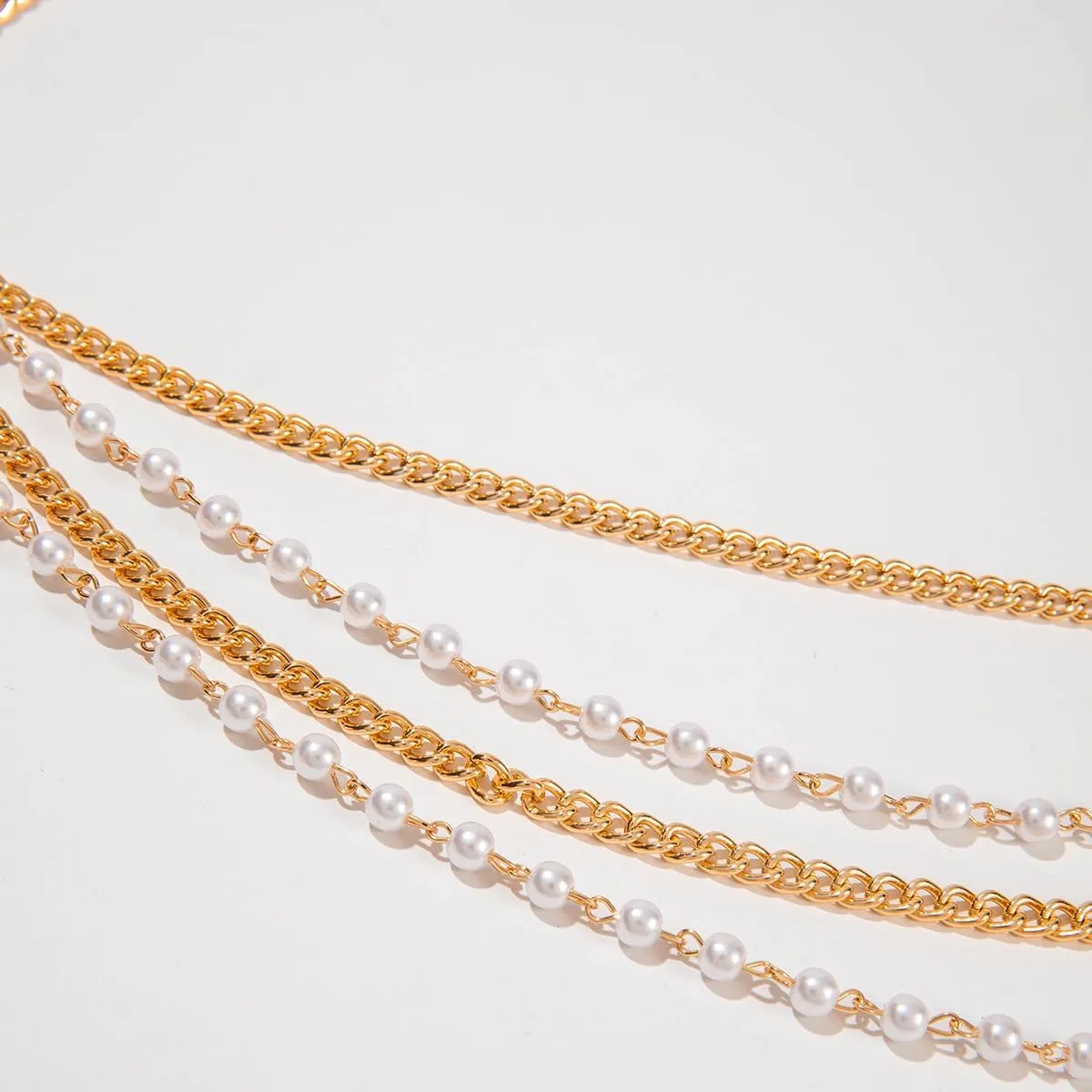Pearl Waist Chain for Women Gold Faux Pearl Belly Chain Fashion Beach Body Chain Rave Party Body Accessories Jewelry Present