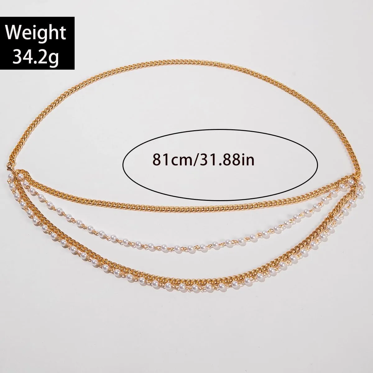 Pearl Waist Chain for Women Gold Faux Pearl Belly Chain Fashion Beach Body Chain Rave Party Body Accessories Jewelry Present