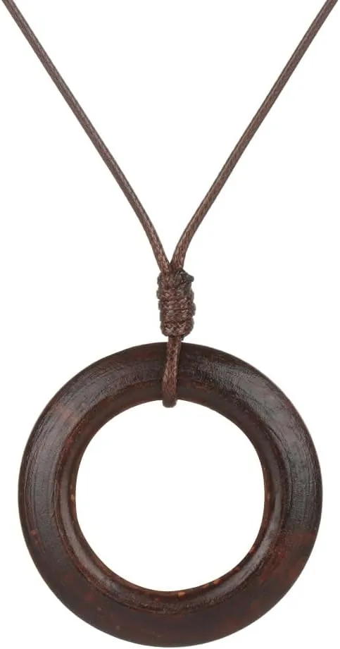 Pendant Necklace, Sweater Chain, Handmade Nepal Buddhist Mala Bead Pendant Necklace Ethnic Wooden Bead Long Jewelry Gifts for Women(Curry)