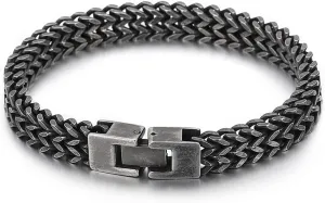 Personality Cuban Bracelet Rope Chain, Punk Mens Classic Stainless Steel Weaved Link Bracelet Hiphop Rock Ins Style Bracelet, 21.5cm (8.46 inch)