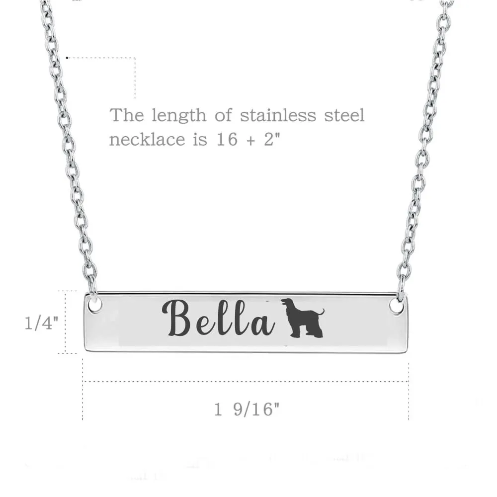 Personalized Cow Necklace, Cow Gift, Custom Engraved Round And Heart Bar Necklace, Memorial Keepsake for Cow Mom, Cow Lover Gift, Pet Name Necklace (Style 2)