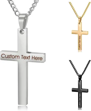Personalized Cross Necklace-Custom Engraved Necklace-Pendant Necklace for Men