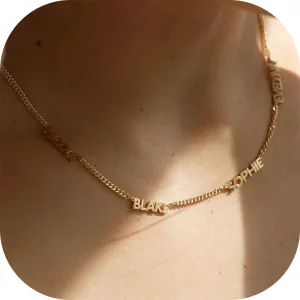Personalized Name Necklace with Curb Chain, 18K Gold Plated Handmade Custom Family Choker Customized Child Nameplate Necklace Mother's Day Jewelry Gift for Mom, Wife (4 Names Necklace) Personalized Name Necklace with Curb Chain, 18K Gold Plated Handmade Custom Family Choker Customized Child Nameplate Necklace Mother's Day Jewelry Gift for Mom, Wife (4 Names Necklace)