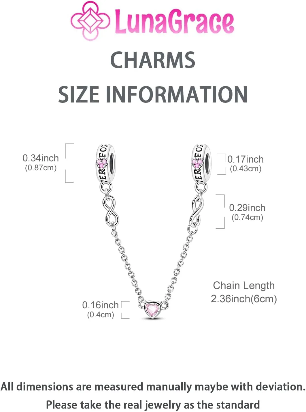 Pink Sterling Silver Charms for Charm Bracelet for Women 5A Cubic Zirconia Dangle Pendant Bracelet Bead Gift for Her