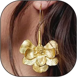 Plated Gold Large Dangle Earrings,Vintage Minimalist Large Layering Flower Drop Earrings,Aesthetic Holiday Jewelry Gift for Women