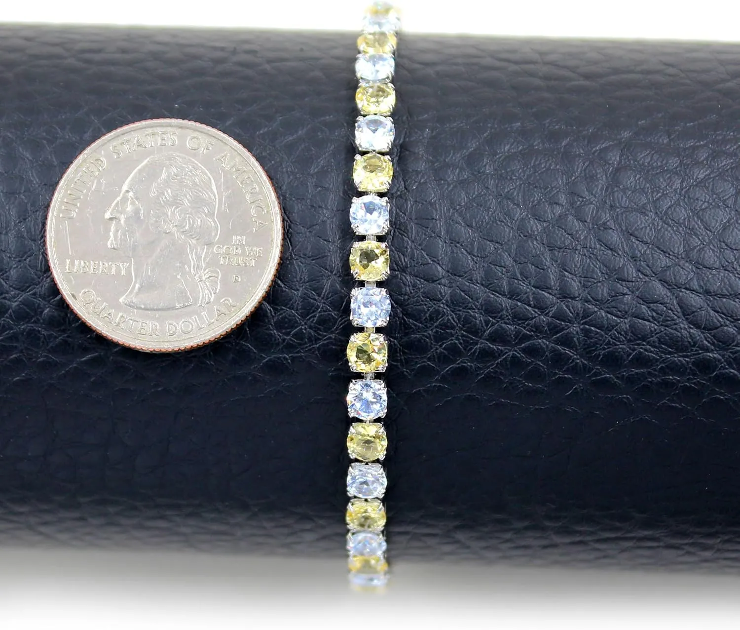 Platinum Box Chain Classic Tennis Adjustable Bracelet, Multi-colored Cubic Zirconia Women's Crystal Gem Bracelet-Hypoallergenic Bracelets