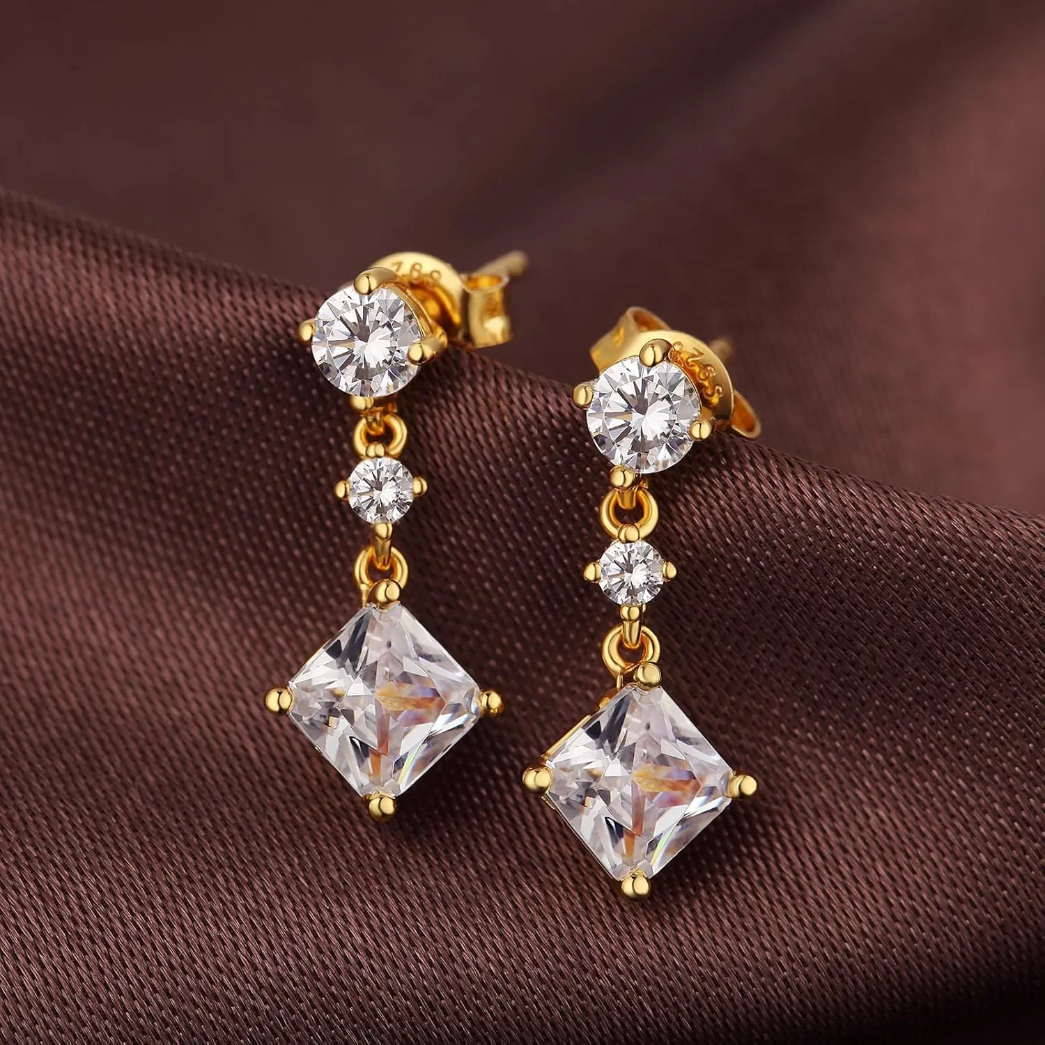 Platinum Plated Tiny Dangle Drop Earrings for Women 925 Sterling Silver CZ Diamond Drop Stud Earrings with 5A  Cubic Zirconia Small Danling Earrings