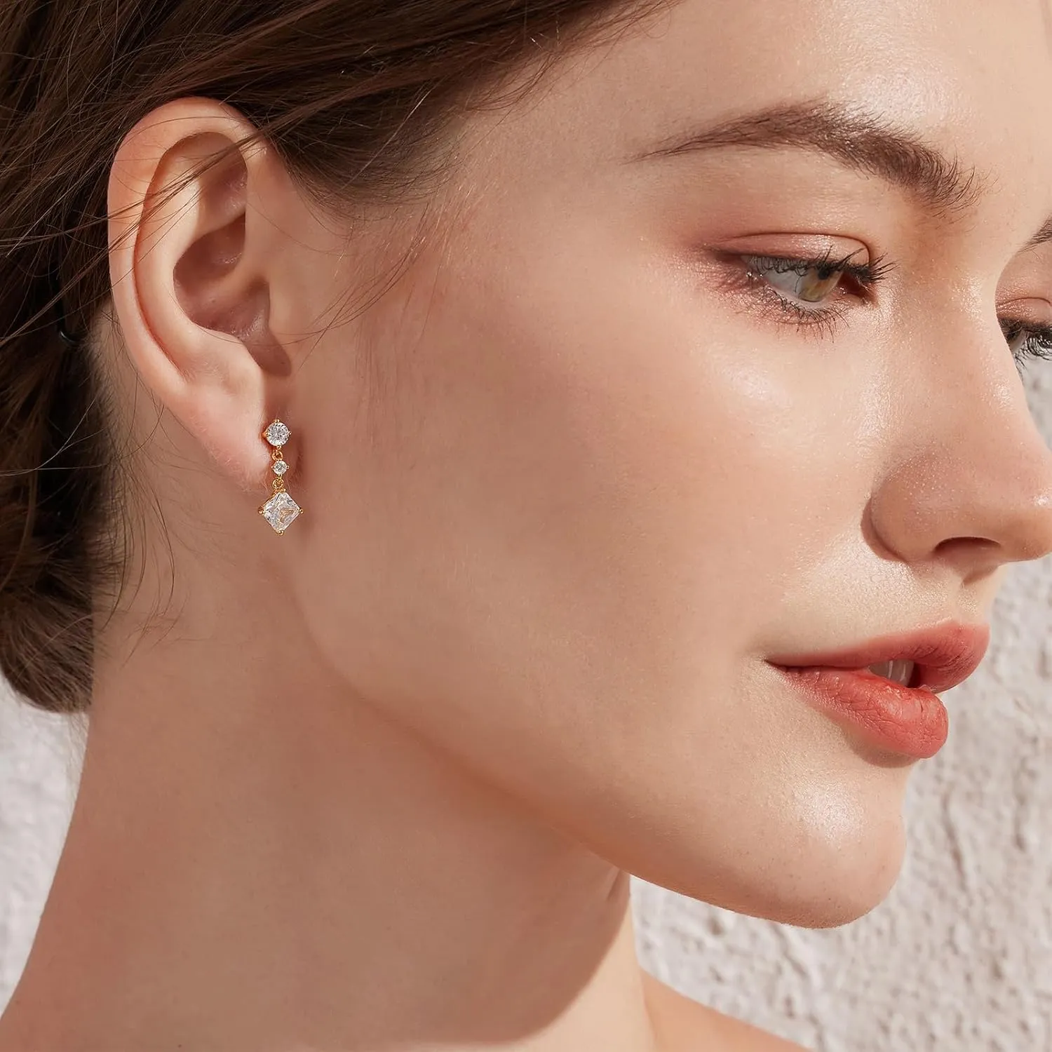 Platinum Plated Tiny Dangle Drop Earrings for Women 925 Sterling Silver CZ Diamond Drop Stud Earrings with 5A  Cubic Zirconia Small Danling Earrings