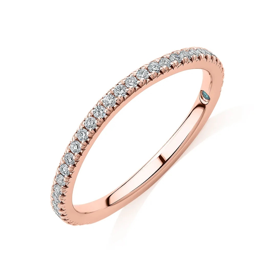 Premium Laboratory Created Diamond, 0.23 carat TW round brilliant curved wedding or eternity band in 14 carat rose gold