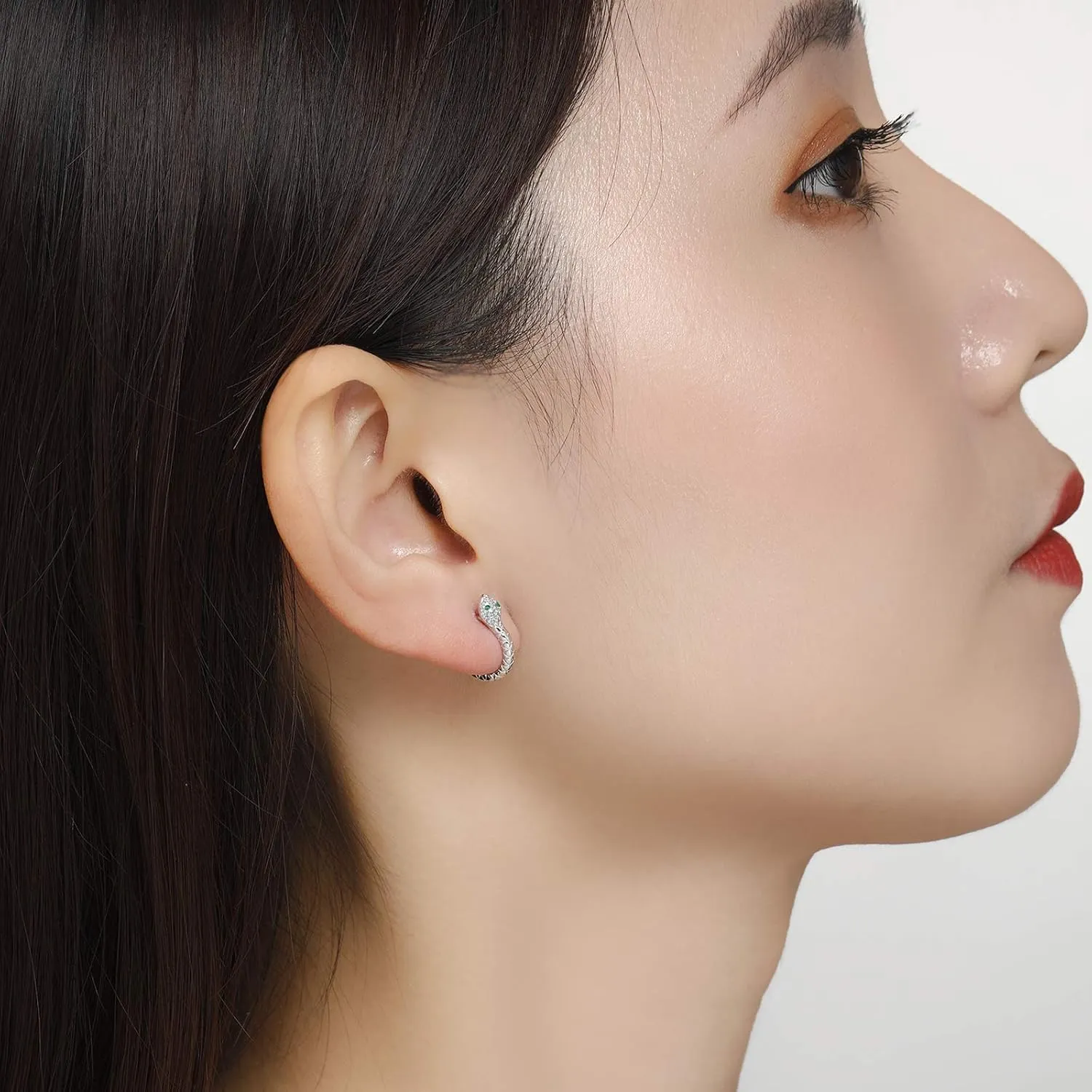 Presentski Snake Hoop Earrings for Women Tiny Huggie Earrings Gold Plated Snake Sterling Silver Hoop Earrings