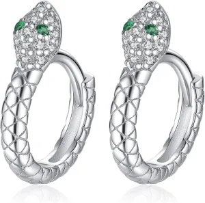 Presentski Snake Hoop Earrings for Women Tiny Huggie Earrings Gold Plated Snake Sterling Silver Hoop Earrings