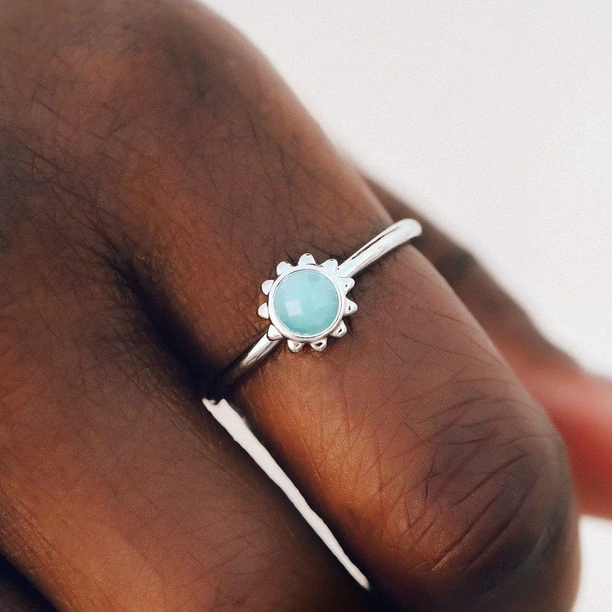 Pura Vida Silver Sunkissed Ring - Chalcedony Stone, Brass Base Band - Sizes 5-9