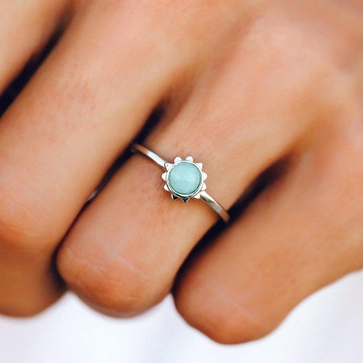 Pura Vida Silver Sunkissed Ring - Chalcedony Stone, Brass Base Band - Sizes 5-9