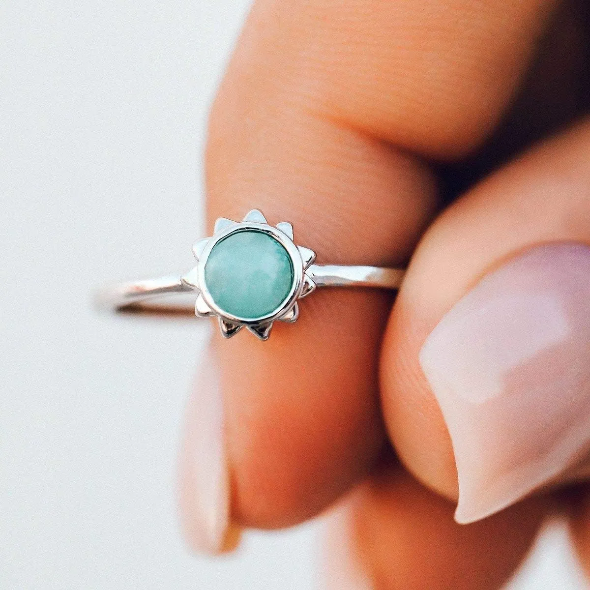 Pura Vida Silver Sunkissed Ring - Chalcedony Stone, Brass Base Band - Sizes 5-9