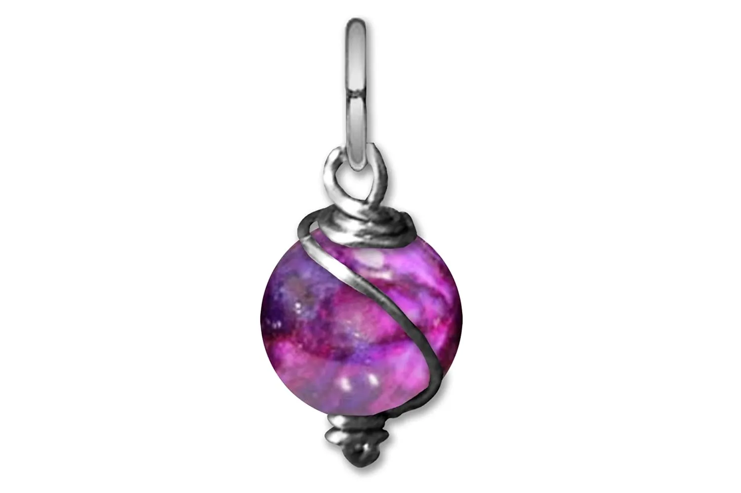 Purple Sugilite 10mm Dangly Swirl Drop Pendant in Steel, Copper, Bronze, Black Iron, Titanium, Sterling Silver, 14K Gold, Rose Gold, or Black Niobium Wire (Handmade),