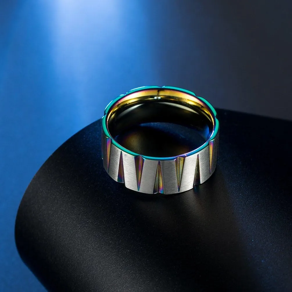 QINGDUO Encouragement Jewelry-Inspirational Quotes Faith Hope Love Ring 9MM Stainless Steel Colorful Brushed Tapered Ring Gift for Women Men Graduation Cocktail Party Ring,Size 7-12