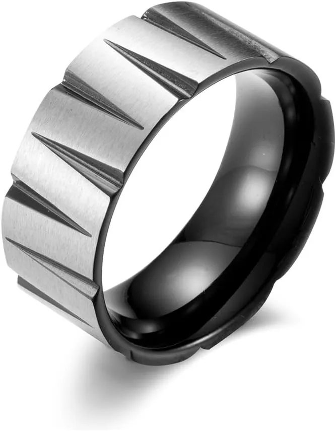 QINGDUO Encouragement Jewelry-Inspirational Quotes Faith Hope Love Ring 9MM Stainless Steel Colorful Brushed Tapered Ring Gift for Women Men Graduation Cocktail Party Ring,Size 7-12