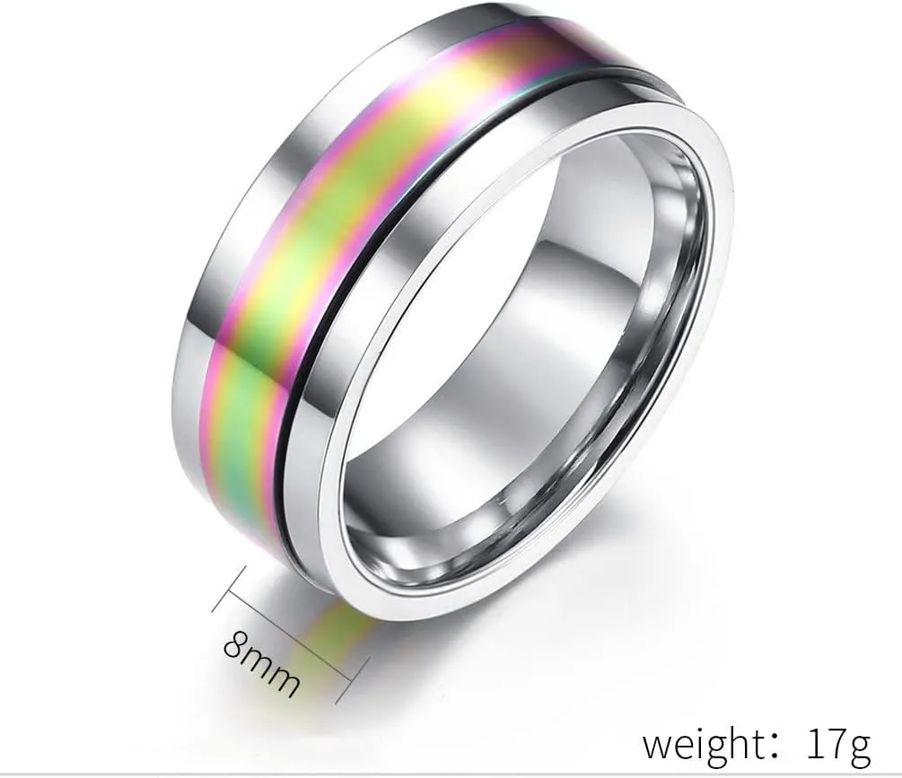 QINGDUO Faith Hope Love-Dainty Stainless Steel Inspirational Relieve Stress Rotatable Ring,Encouragement Gift for Sorority Sisters Friends,Anniversary Valentines Birthday,Size 7-12