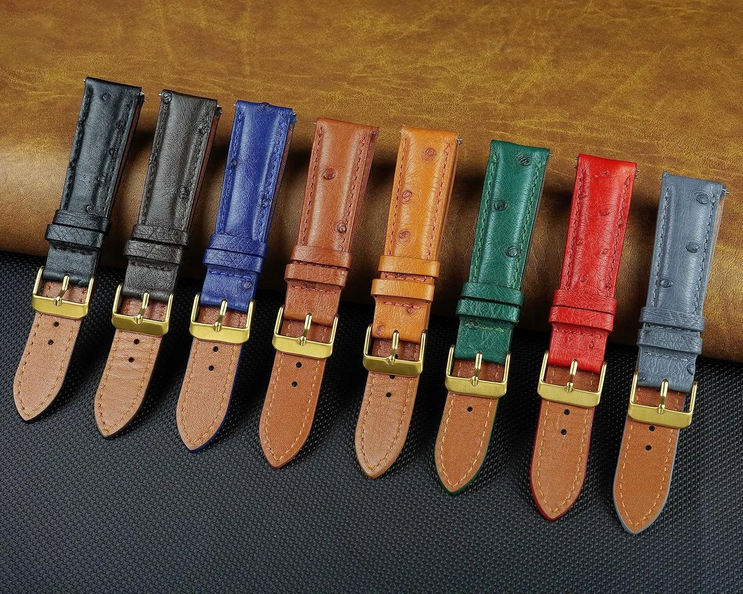 Quick Release Ostrich Leather Watch Bands Men Handmade Replacement Elegant Wrist Watch Straps Vintage Extra Soft Exotic Leather Strap 18mm 19mm 20mm 21mm 22mm