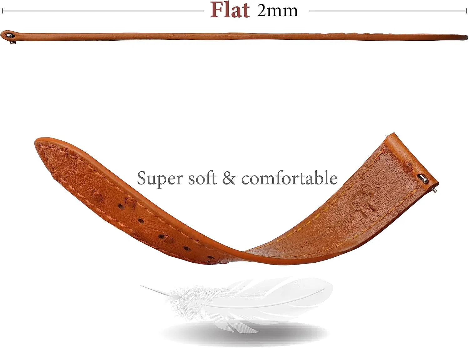 Quick Release Slim Ostrich Leather Watch Bands Men Handmade Replacement Flat Elegant Wrist Watch Straps Vintage Extra Soft Exotic Thin Leather Strap 18mm 19mm 20mm 21mm 22mm