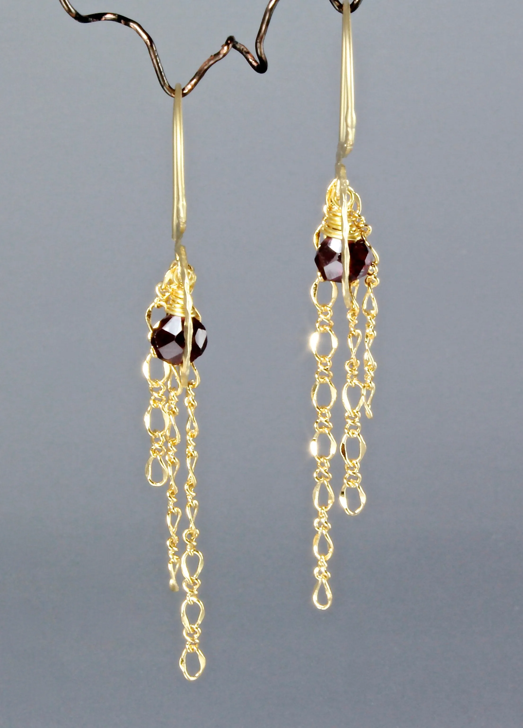 "Chantal" - Garnet Bridal Earrings