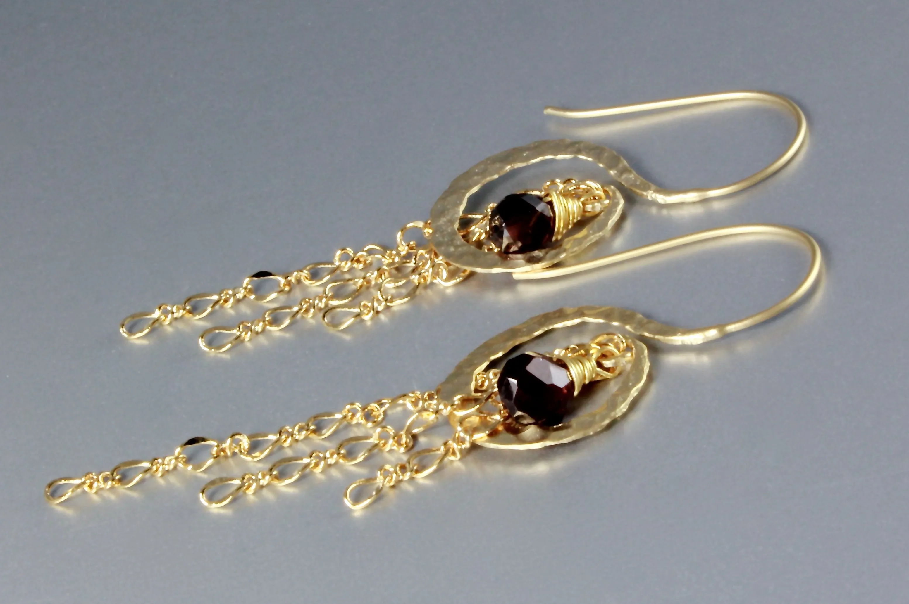 "Chantal" - Garnet Bridal Earrings