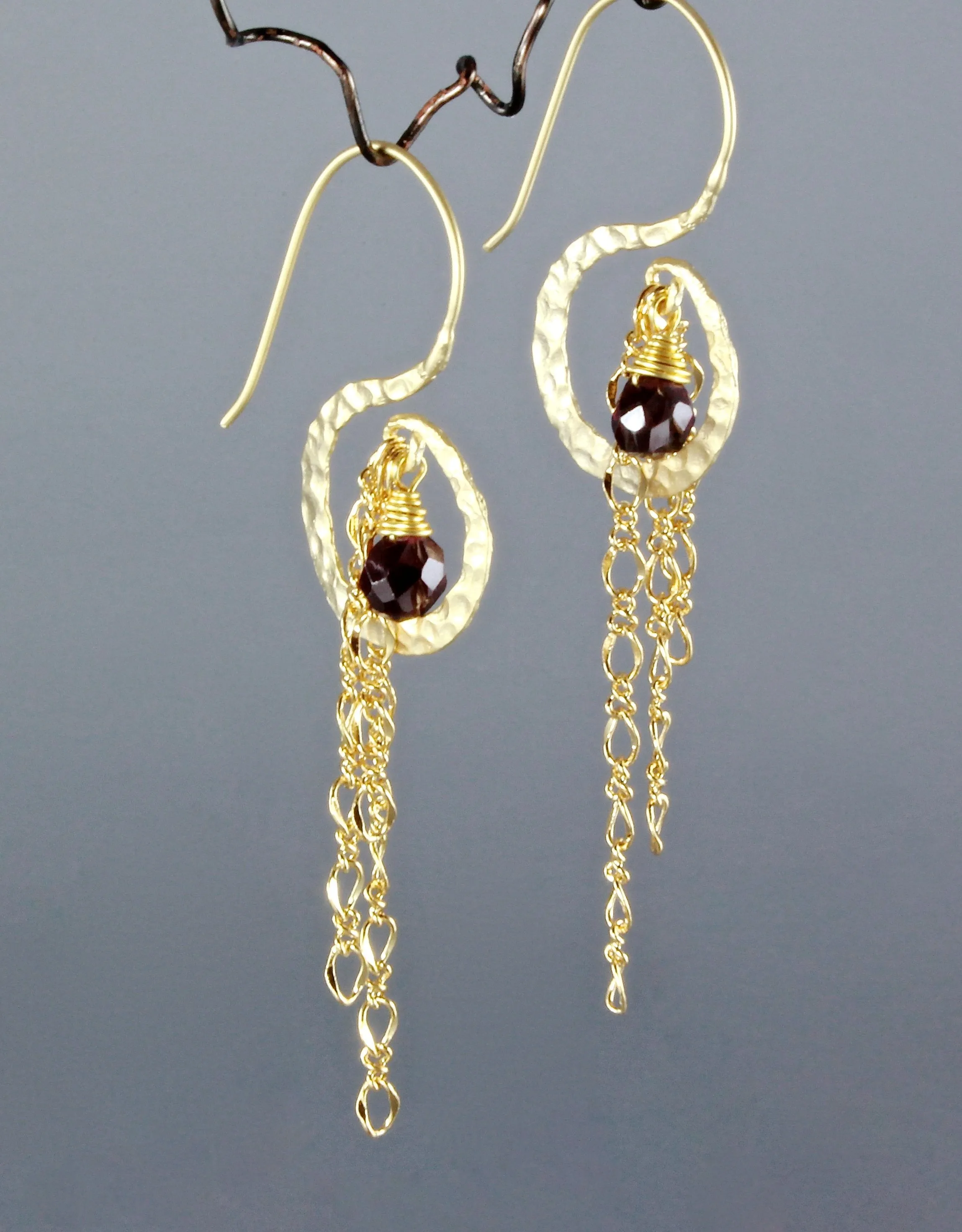 "Chantal" - Garnet Bridal Earrings