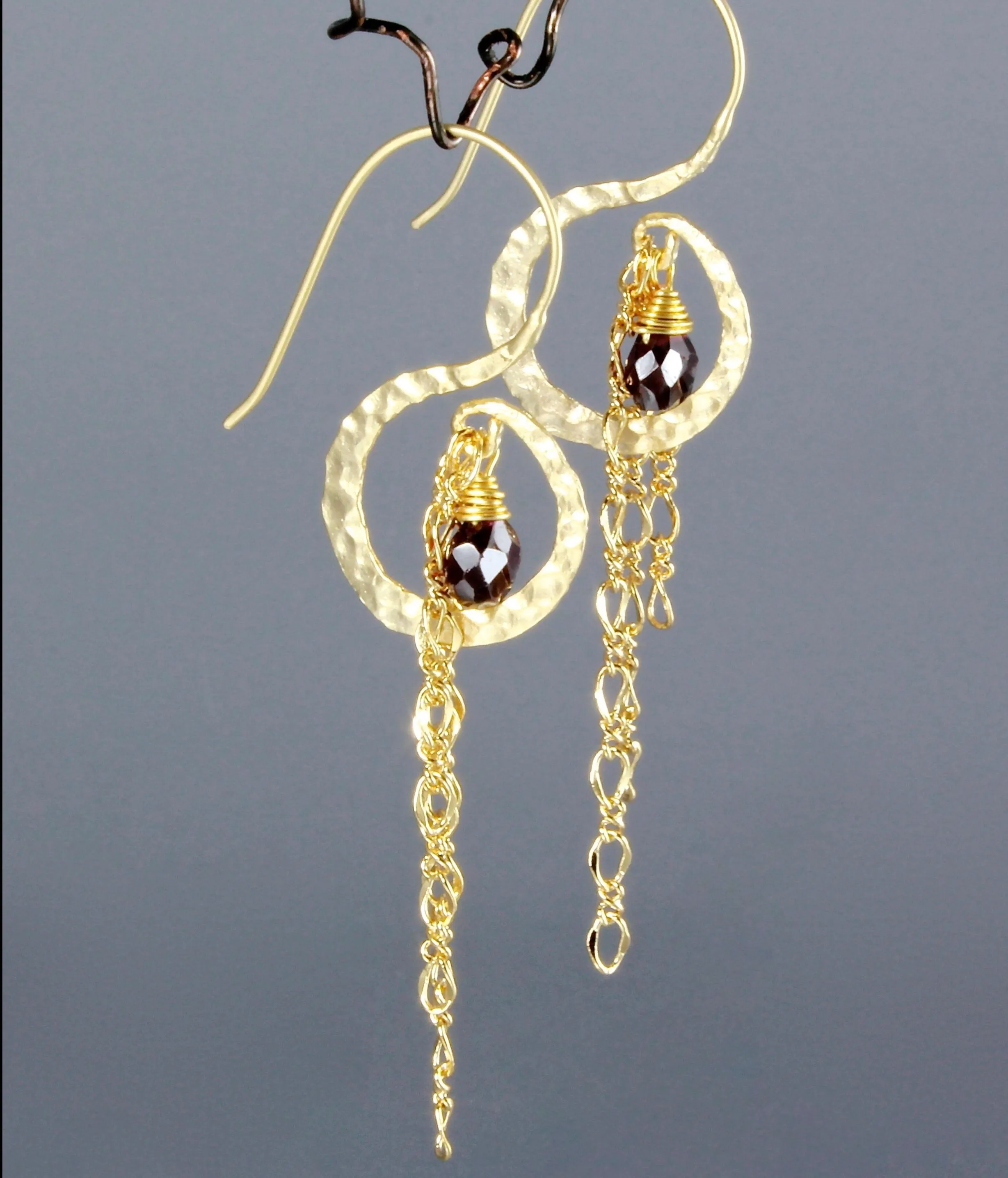 "Chantal" - Garnet Bridal Earrings