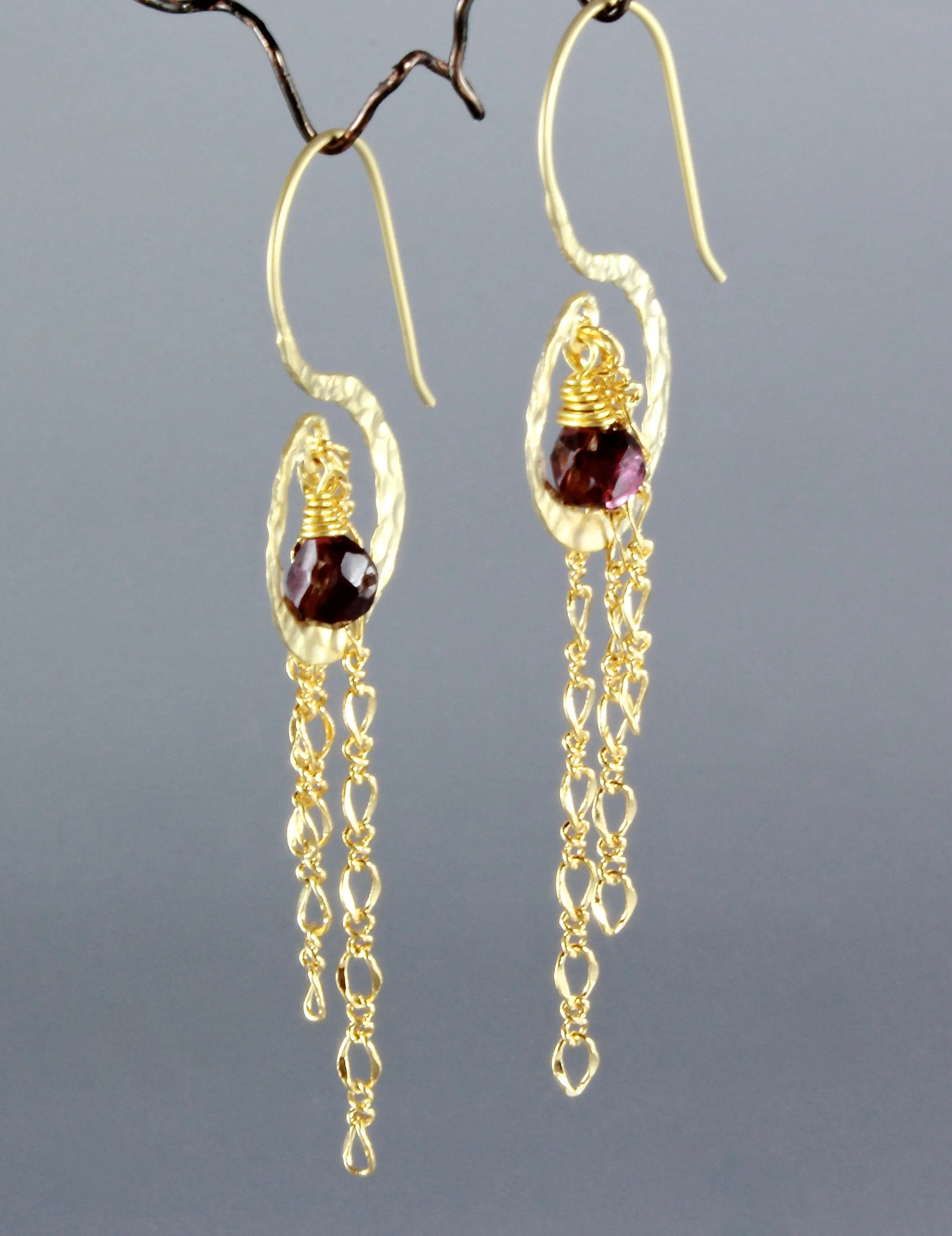 "Chantal" - Garnet Bridal Earrings