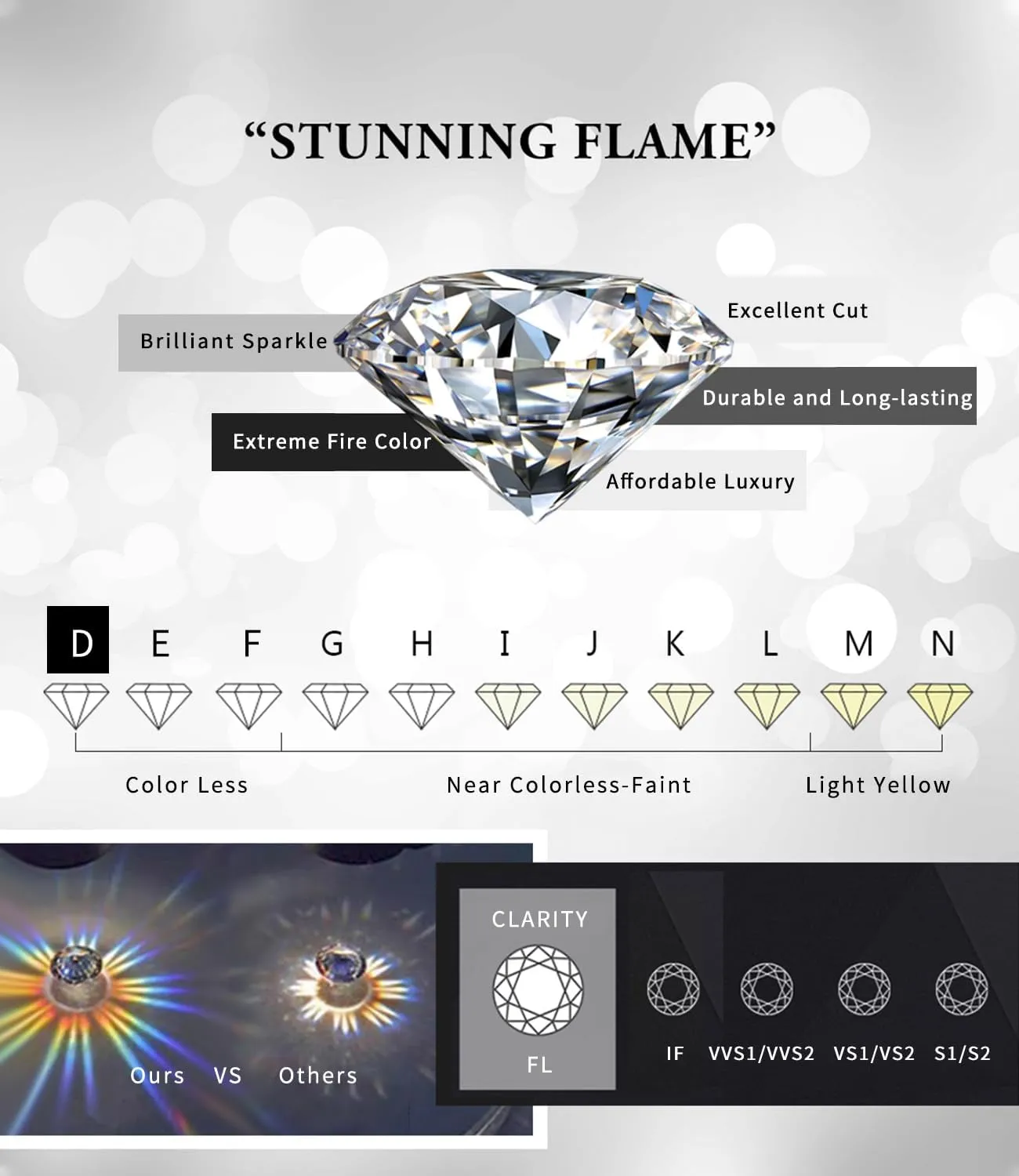 "STUNNING FLAME" 18K Gold Plated Silver Brilliant Cut Simulated Diamond Cubic Zirconia Stud Earrings