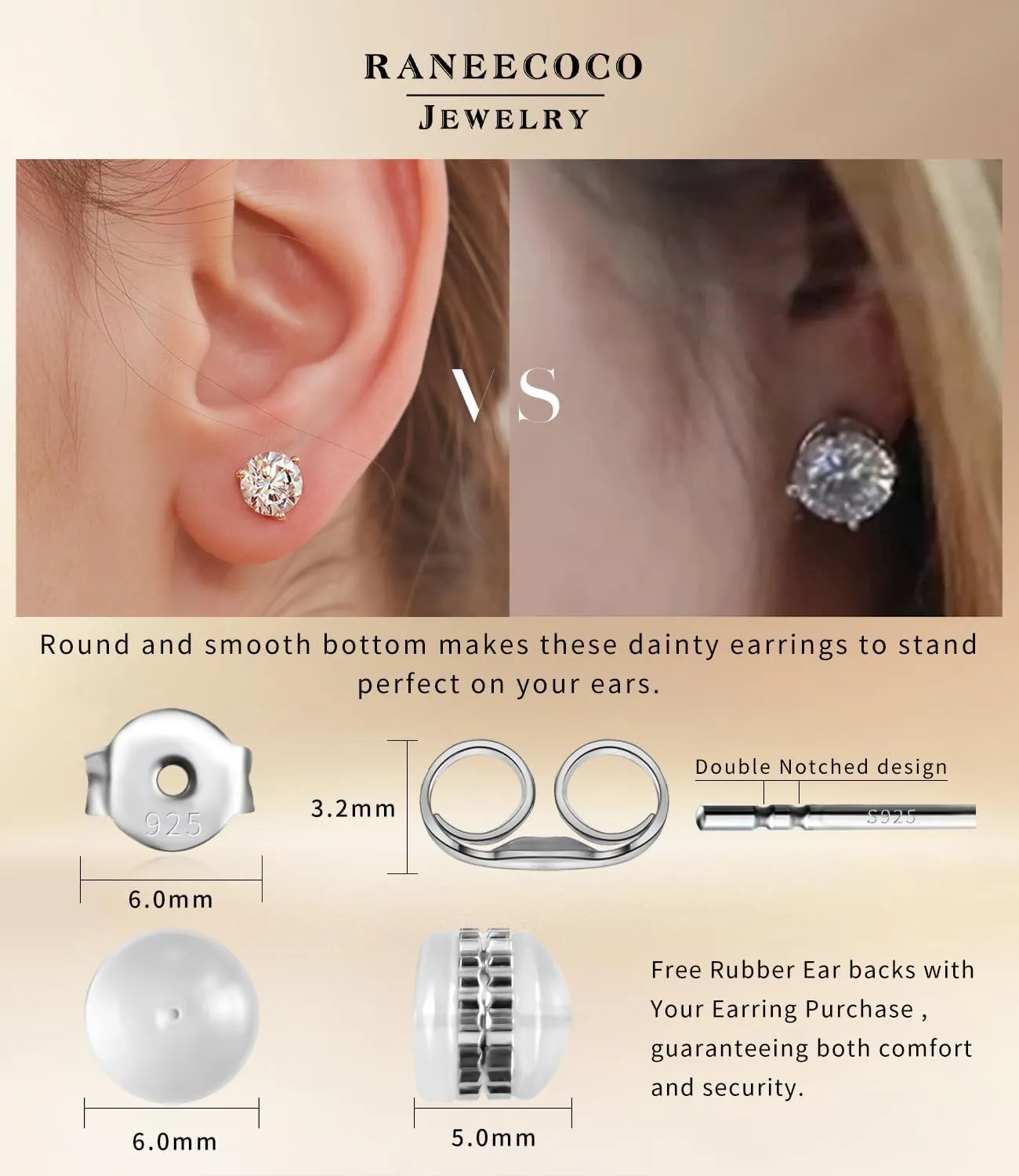 "STUNNING FLAME" 18K Gold Plated Silver Brilliant Cut Simulated Diamond Cubic Zirconia Stud Earrings