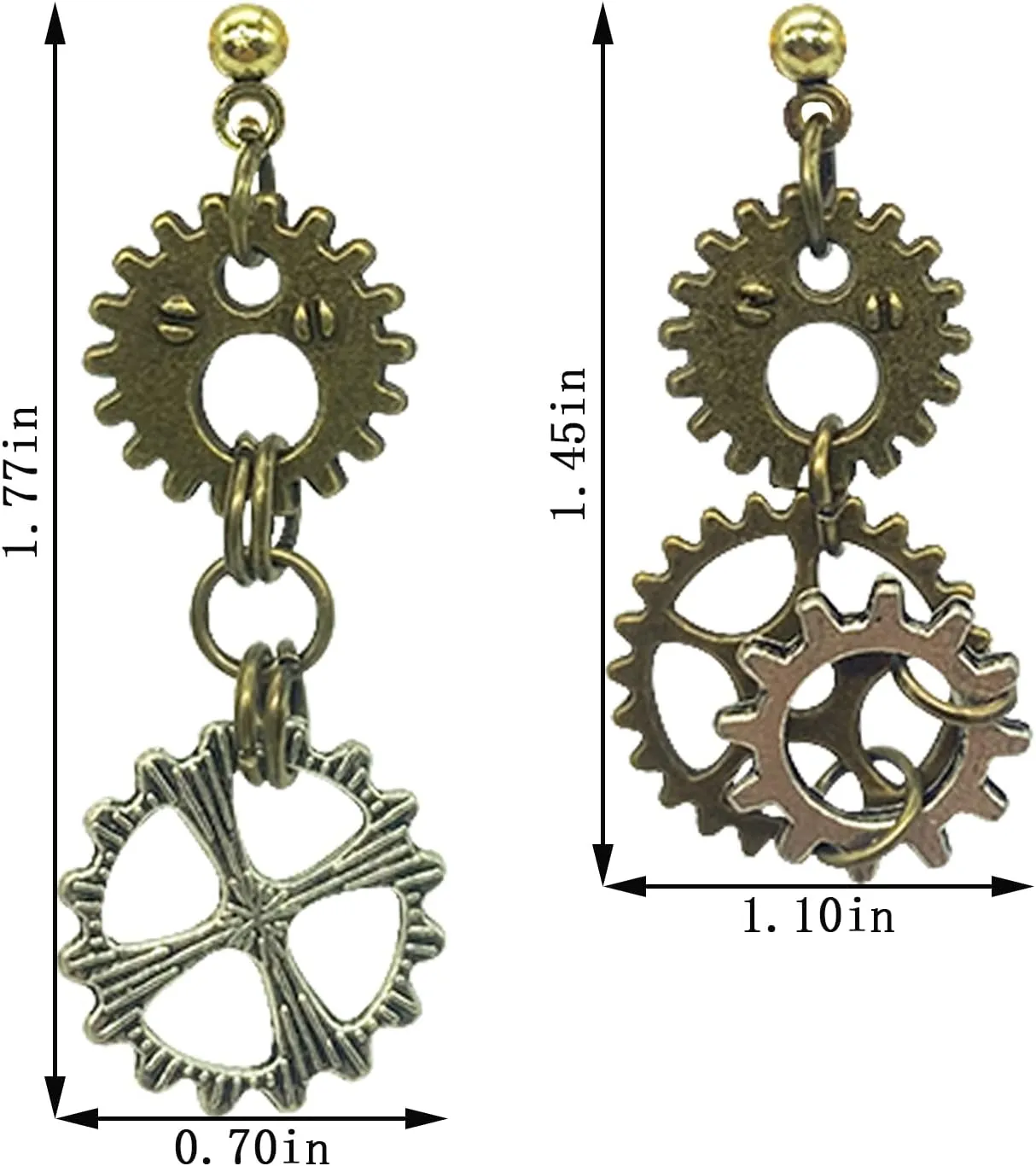 QUPENGXU Steampunk Vintage Clockwork Earrings Handmade Retro Clock Gear Drop Dangle Earrings For Women And Men