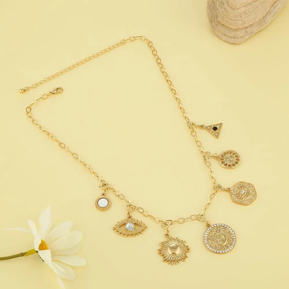Rambling Rose 14K DIY Necklace,Beach by the Sea Gold Shell Pendant Necklaces Holiday Necklace Fruit Necklace For Women