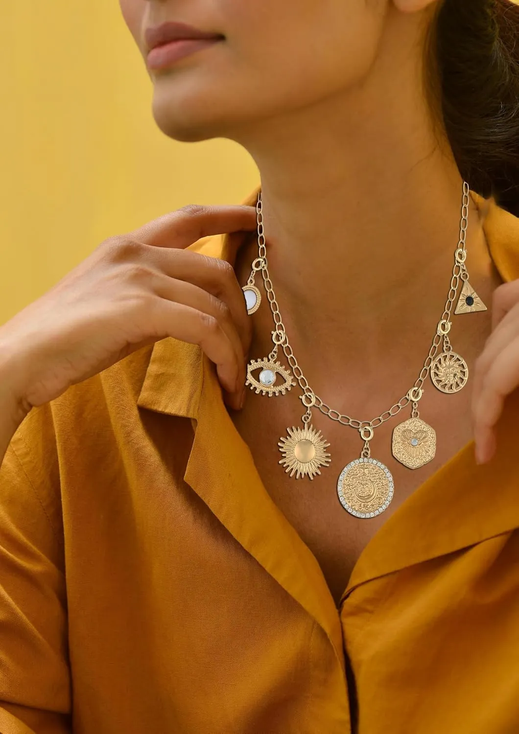Rambling Rose 14K DIY Necklace,Beach by the Sea Gold Shell Pendant Necklaces Holiday Necklace Fruit Necklace For Women