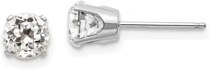 Real 14k White Gold 5mm White Topaz Stud Earrings 5mm