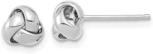 Real 14k White Gold Love Knot Post Studs Earrings 6mm