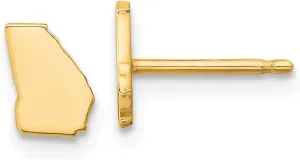 Real 925 Sterling Silver Yellow Gold-Plated GA Small State Studs Earring - 7mm x 5mm
