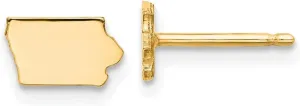 Real 925 Sterling Silver Yellow Gold-Plated IA Small State Studs Earring - 5mm x 8mm
