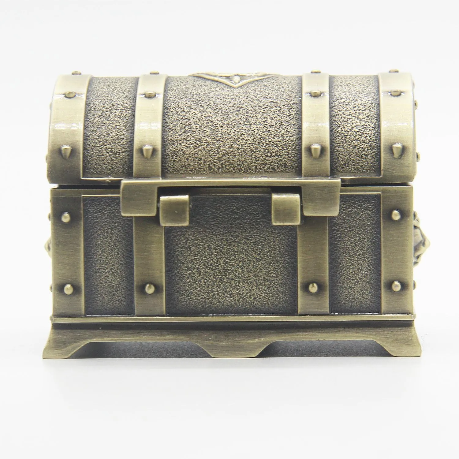 Rectangle Vintage Metal Treasure Chest Trinket Jewelry Box Gift Box Ring Case for Girls Ladies Women, Small, Bronze