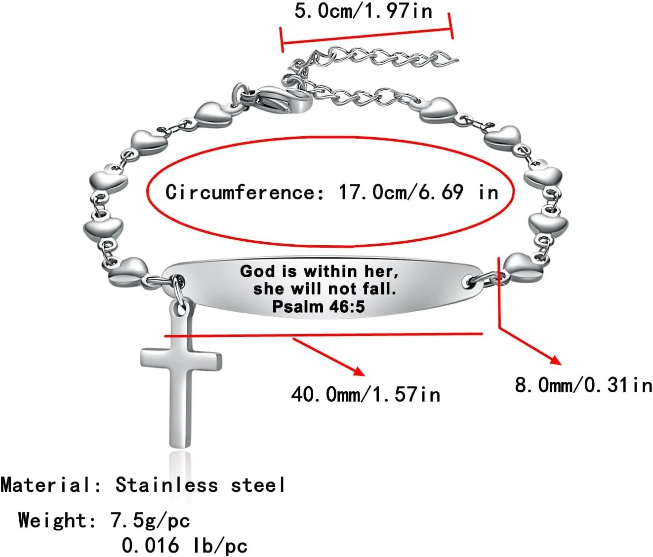 Religious Bible Verse Bracelet for women Inspirational Faith bracelet Christian jewelry Birthday Baptism Gift
