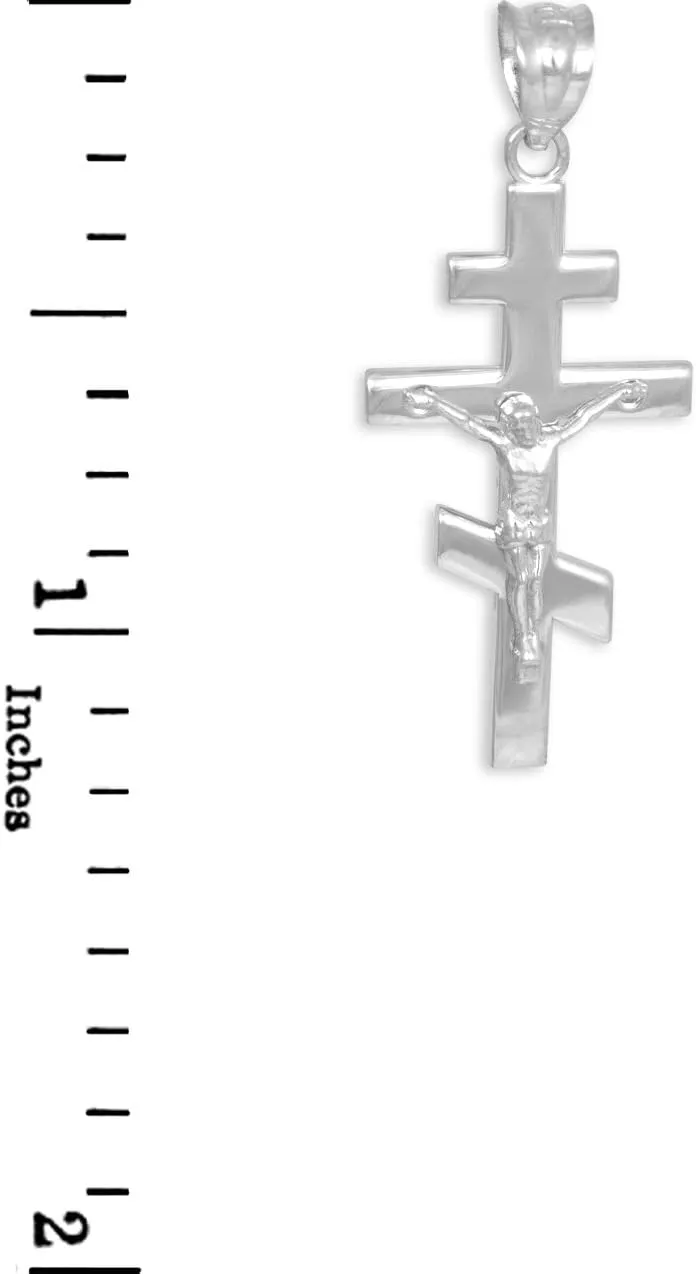 Religious Jewelry 925 Sterling Silver Russian Orthodox Cross Crucifix Pendant Necklace