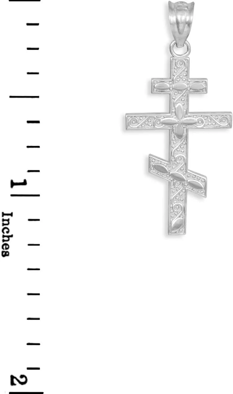 Religious Jewelry 925 Sterling Silver Russian Orthodox Cross Pendant Necklace