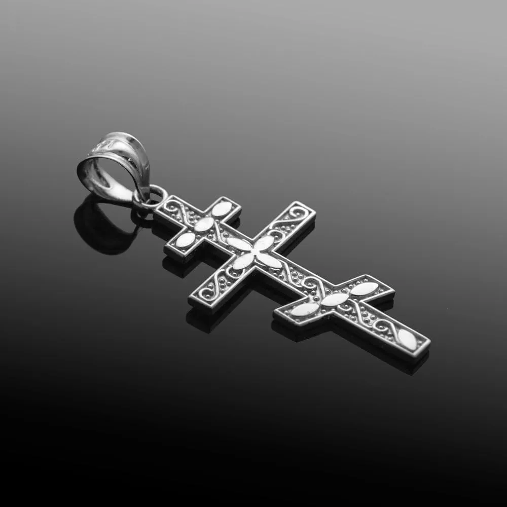 Religious Jewelry 925 Sterling Silver Russian Orthodox Cross Pendant Necklace