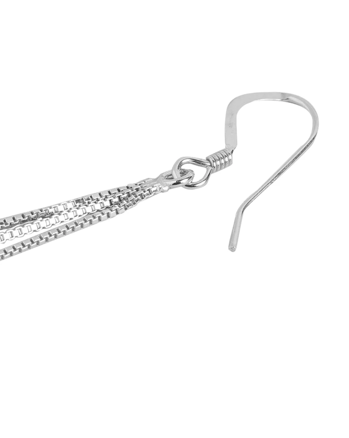 Rhodium Plated Contemporary Drop Earring For Women