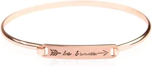 RIAH FASHION Inspirational Message Quote Engraved Bar Metallic Tag Bracelet - Lettering Cuff Bangle Christian Bible Religious, Amazing Grace, Blessed, Faith Prayer
