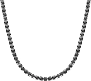 Richsteel Clear/Black 3mm Cubic Zirconia Tennis Chain Necklace for Women and Men 16/18 Inch Stainless Steel/Gold Plated Jewelry(with Gift Box)