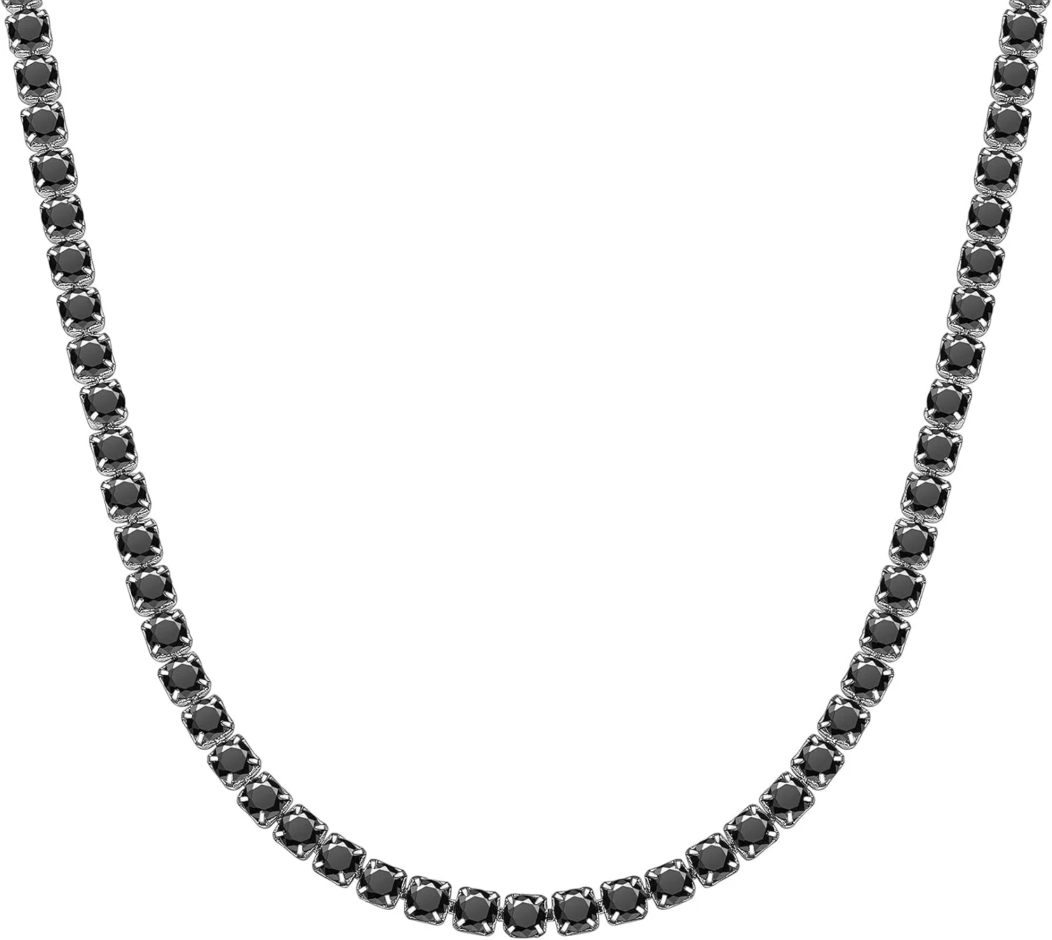 Richsteel Clear/Black 3mm Cubic Zirconia Tennis Chain Necklace for Women and Men 16/18 Inch Stainless Steel/Gold Plated Jewelry(with Gift Box)