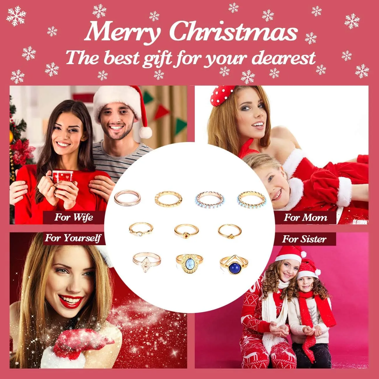 RINHOO FRIENDSHIP 10PCS Bohemian Retro Vintage Crystal Joint Knuckle Finger Rings Sets